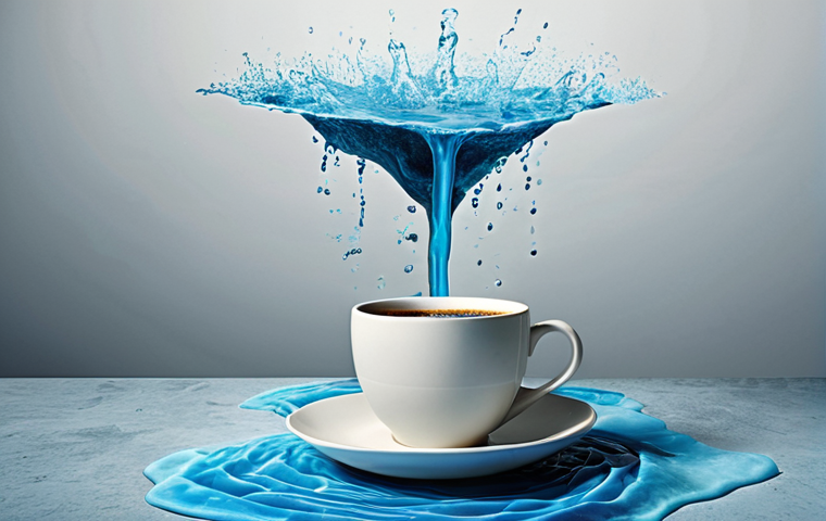 **Prompt 1: The Invisible Water Footprint of Our Daily Lives**
A visually striking image illustrating the concept of "virtual water" in everyday consumption. Feature common products like a steaming coffee cup, a cotton t-shirt, and a piece of beef, with subtle, ethereal blue water flowing from them or surrounding them, symbolizing the vast, hidden water footprint required for their production. The background subtly hints at global supply chains, perhaps with faint outlines of different continents or industrial elements, conveying the worldwide impact, while maintaining a relatable, slightly domestic German context. The overall mood should be thought-provoking and slightly surreal, emphasizing the invisible nature of this water consumption.